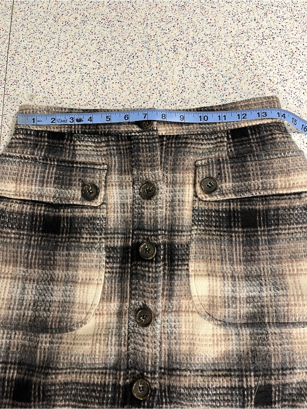 Toccin Patch Pocket Brown Plaid Mini Skirt A-Line Button Front Womens Size 4 NWT - Picture 5 of 6